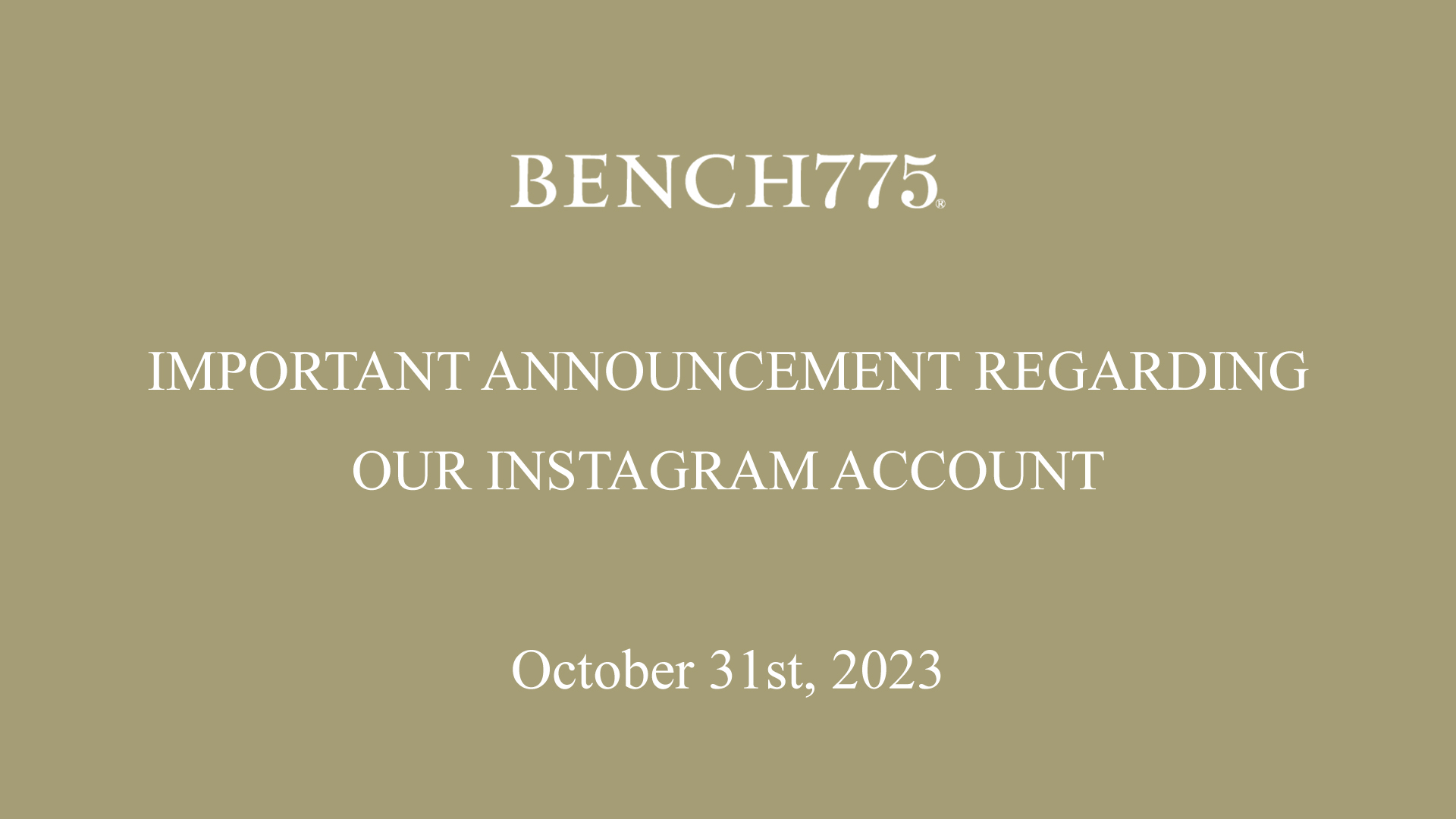 Important Announcement Regarding Our Instagram Account